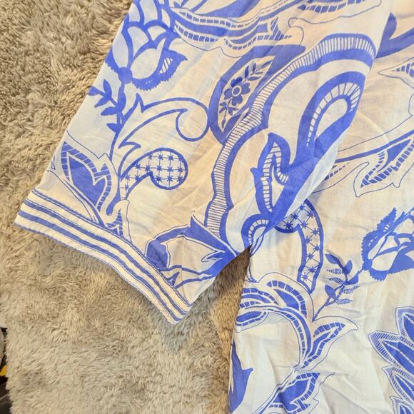 Talbots Blue White Popover Tunic Beach Coverup Lightweight Cotton Voile XLP - Picture 4 of 11